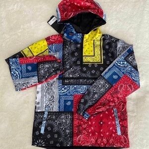 Multi Bandana Pullover Jacket, Quarter Zip